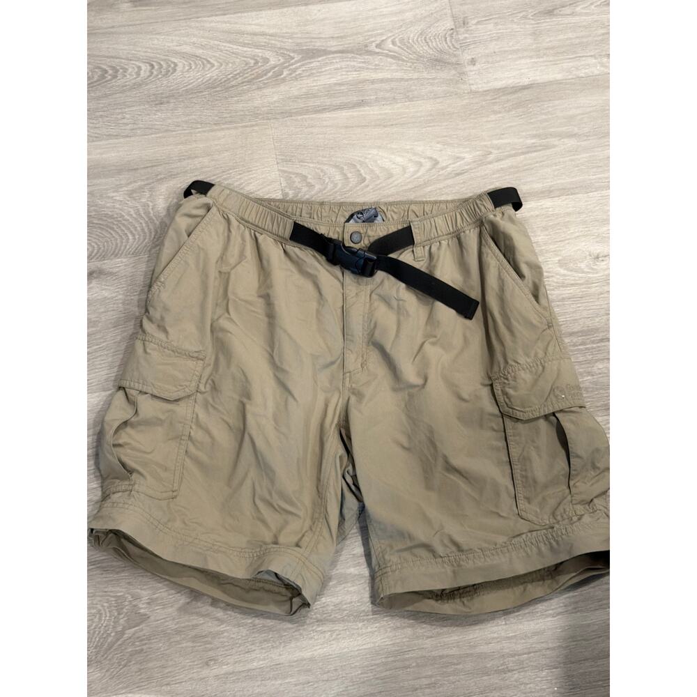 Gander Mountain size large or 32 beige nylon cargo shorts outdoor hiking